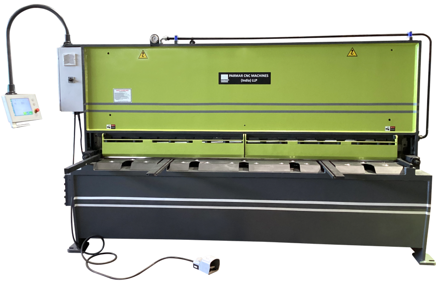Variable rack angle hydraulic shearing machine